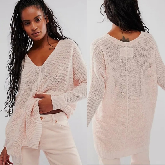 Free People Sweaters - NEW Free People We The Free jamie Linen V-neck Sweater in Starfish Small $168